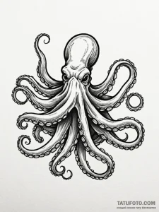 Octopus, concept art for tattoo, on a clean w... - эскиз тату (№1752714412_0, 17.07.2025 01:06) — Tatufoto.com