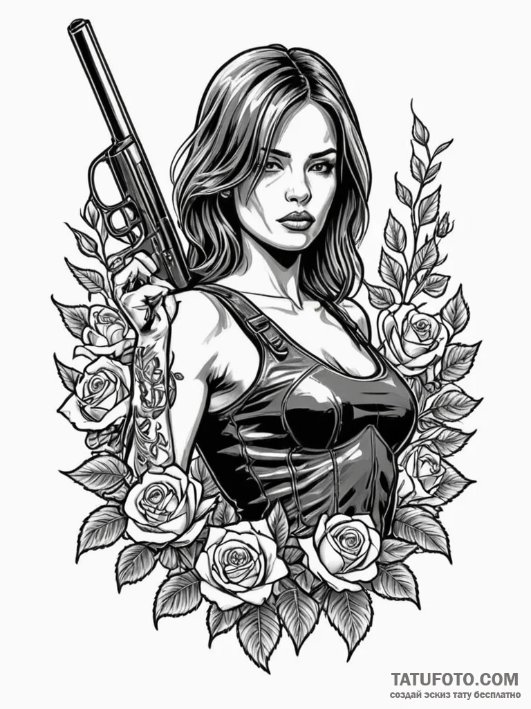 A sketch of sarah connor from t2, strong and... - эскиз тату (№1752714642_0, 17.07.2025 01:10) — Tatufoto.com