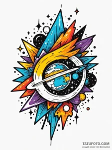 Space, tattoo flash sheet design, on a clean... - эскиз тату (№1752714956_0, 17.07.2025 01:15) — Tatufoto.com