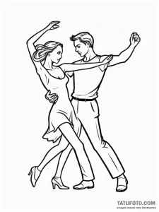 A linework tattoo of the "dancing" scene with... - эскиз тату (№1752715116_0, 17.07.2025 01:18) — Tatufoto.com