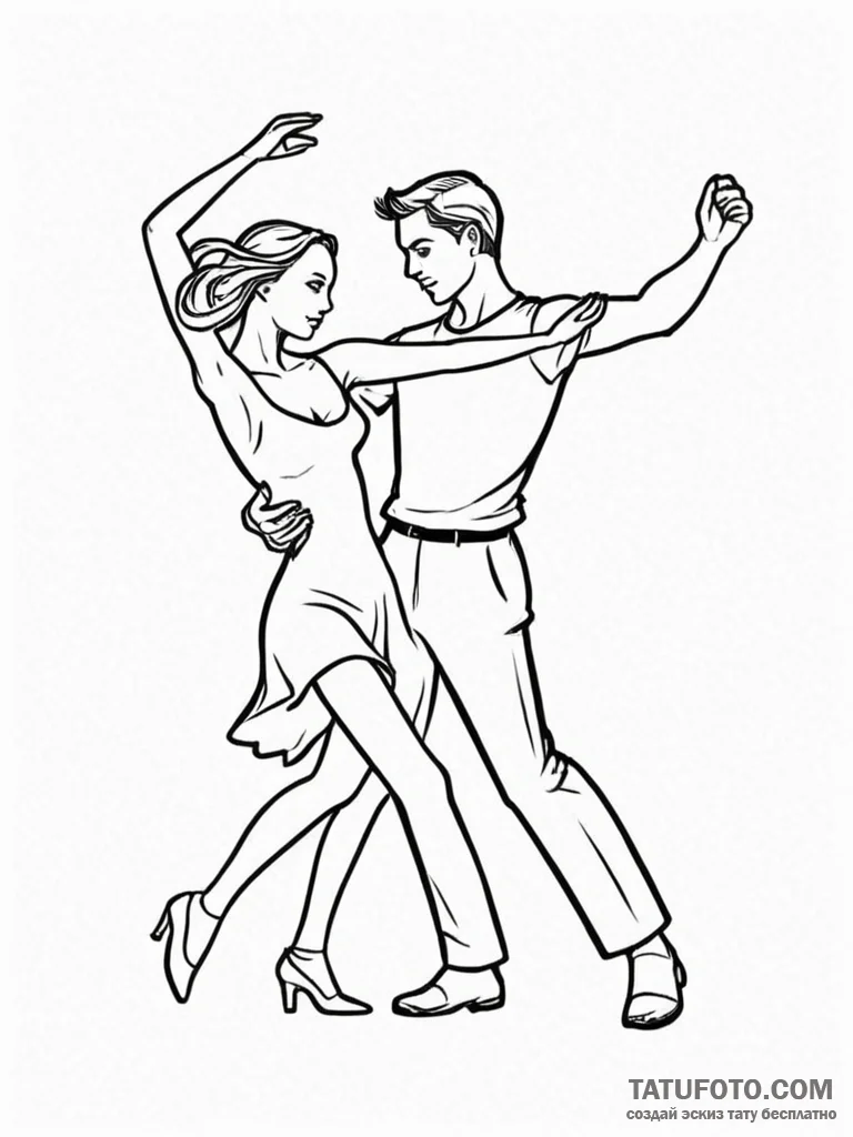 A linework tattoo of the «dancing» scene with… — эскиз тату (№1752715116_0, 17.07.2025 01:18) — Tatufoto.com