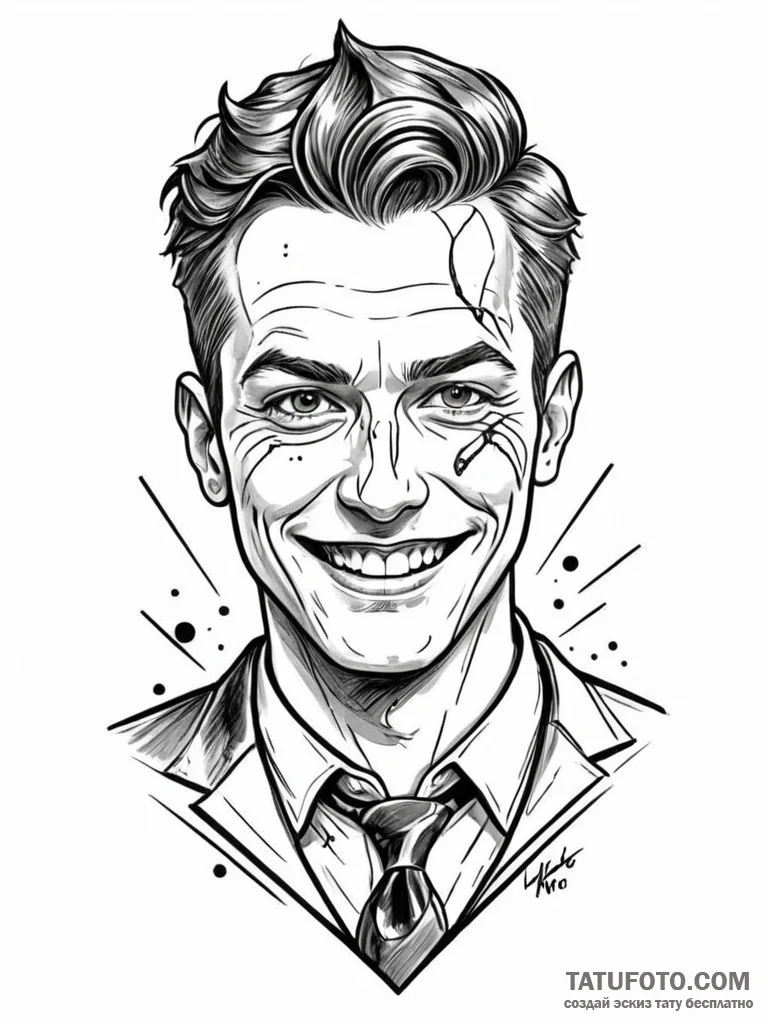 A trash polka portrait of homelander from the... - эскиз тату (№1752715196_0, 17.07.2025 01:19) — Tatufoto.com