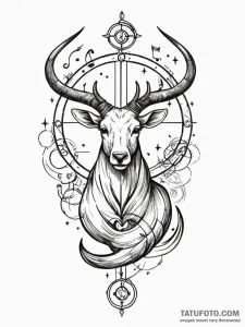 Tattoo design a zodiac animal with a subtle m... - эскиз тату (№1752715277_0, 17.07.2025 01:21) — Tatufoto.com