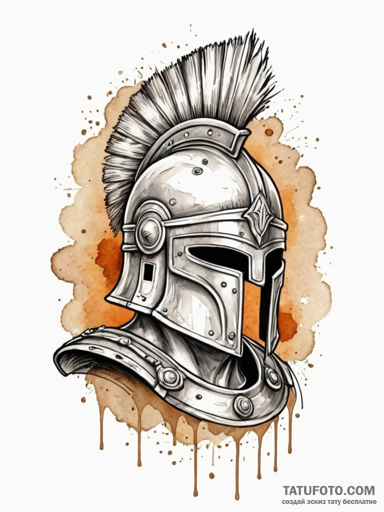 Tattoo design a roman centurion's helmet, sym... - эскиз тату (№1752715436_0, 17.07.2025 01:23) — Tatufoto.com