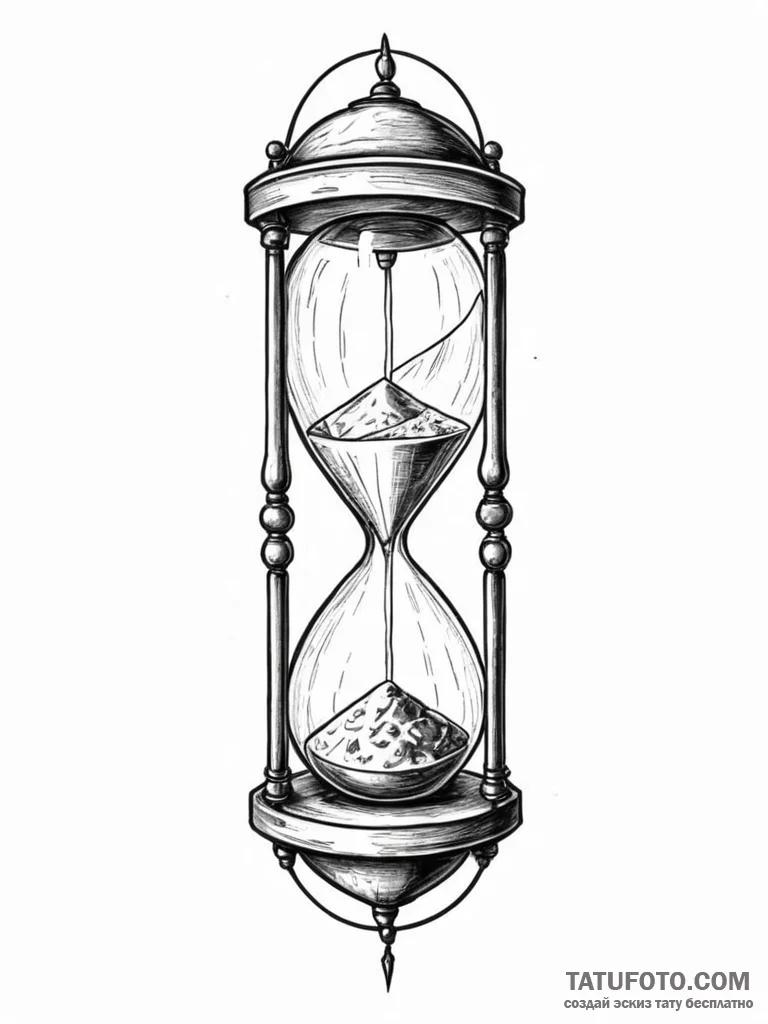 Hourglass, artistic tattoo sketch, black outl... - эскиз тату (№1752715517_0, 17.07.2025 01:25) — Tatufoto.com