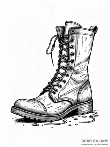Tattoo design a detailed image of worn combat... - эскиз тату (№1752715676_0, 17.07.2025 01:27) — Tatufoto.com