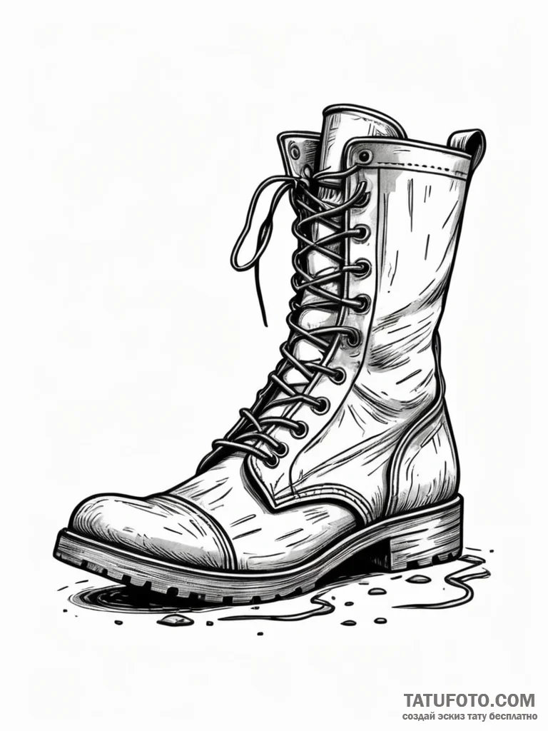 Tattoo design a detailed image of worn combat... - эскиз тату (№1752715676_0, 17.07.2025 01:27) — Tatufoto.com