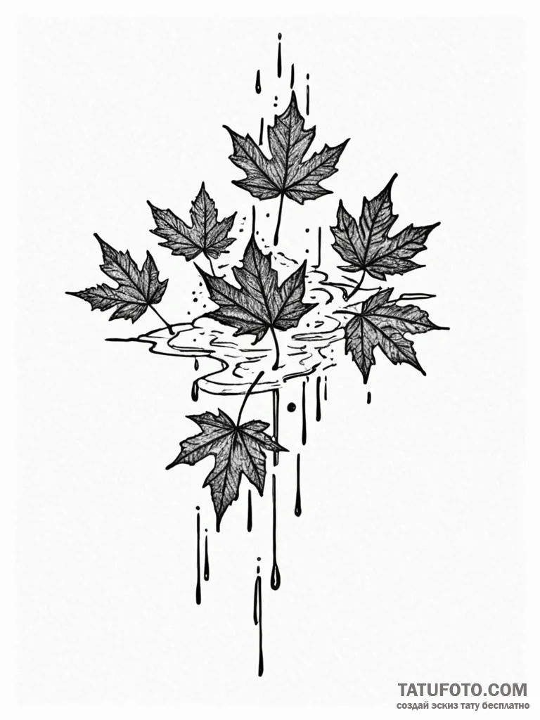 A shot of autumn leaves floating on the surfa… — эскиз тату (№1752715979_0, 17.07.2025 01:32) — Tatufoto.com
