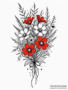 Tattoo design a small bouquet of wildflowers,... - эскиз тату (№1752716056_0, 17.07.2025 01:34) — Tatufoto.com