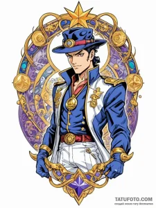 A neo-traditional tattoo of jotaro kujo and h... - эскиз тату (№1752716438_0, 17.07.2025 01:40) — Tatufoto.com