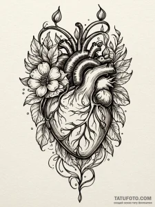 Tattoo sketch a delicate flower blooming from... - эскиз тату (№1752717294_0, 17.07.2025 01:54) — Tatufoto.com