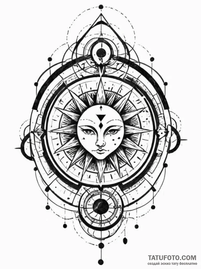 Tattoo sketch a zodiac symbol hidden within a... - эскиз тату (№1752717607_0, 17.07.2025 02:00) — Tatufoto.com