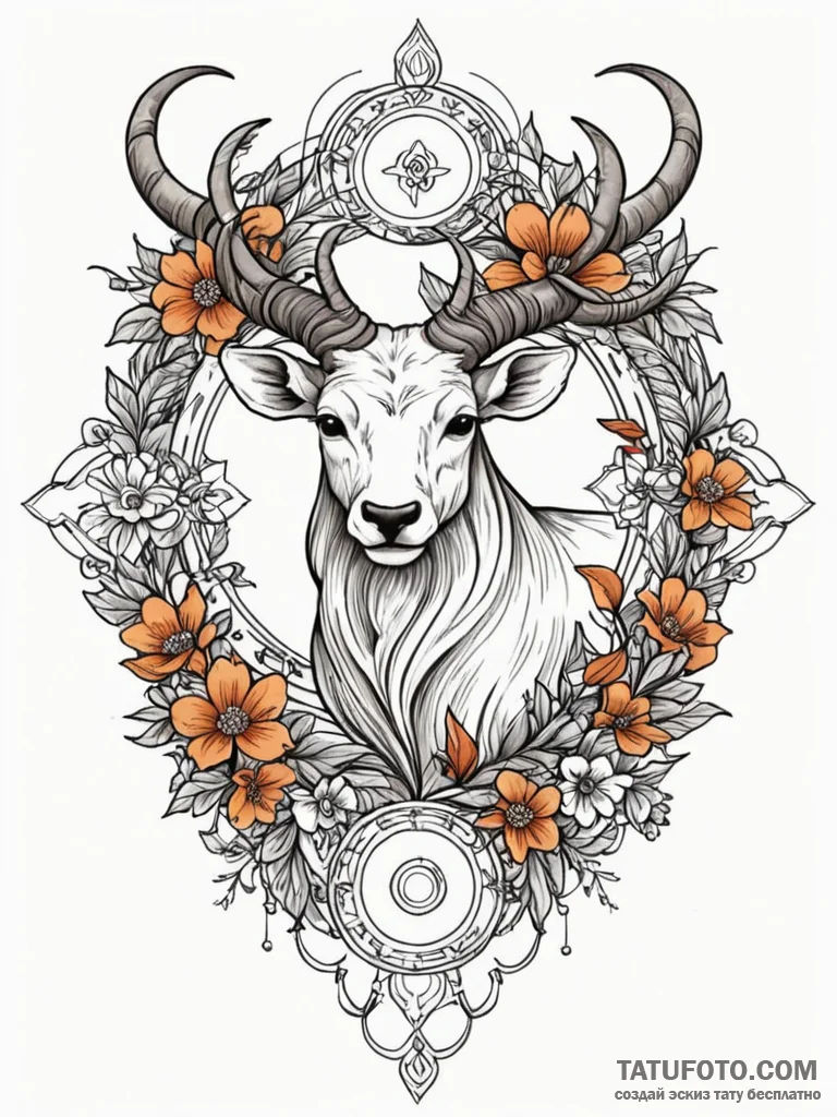Tattoo sketch a zodiac animal made entirely o… — эскиз тату (№1752718690_0, 17.07.2025 02:18) — Tatufoto.com