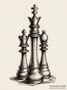 A watercolor sketch of the intricate chess pi... - эскиз тату (№1752718766_0, 17.07.2025 02:19) — Tatufoto.com