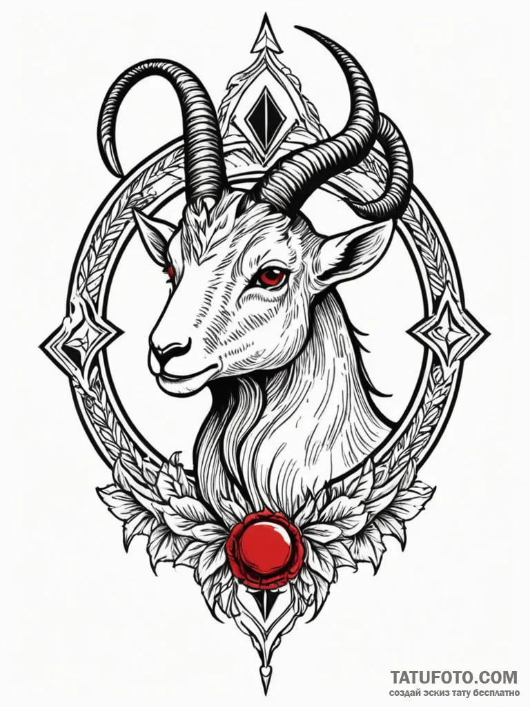 Tattoo design a capricorn goat-fish, half bla... - эскиз тату (№1752718842_0, 17.07.2025 02:20) — Tatufoto.com