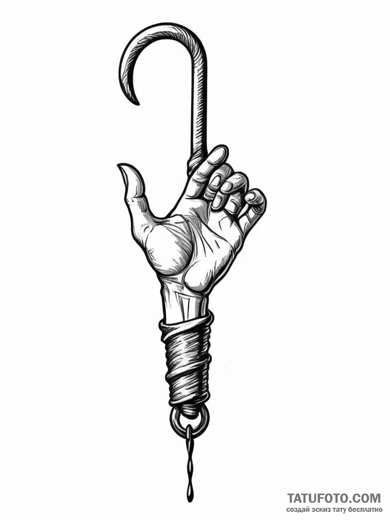 A linework tattoo of the hook hand from candy... - эскиз тату (№1752718997_0, 17.07.2025 02:23) — Tatufoto.com