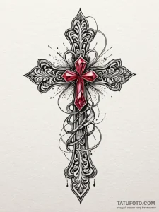 Ruby, tattoo line art, on a clean white paper... - эскиз тату (№1752719157_0, 17.07.2025 02:25) — Tatufoto.com