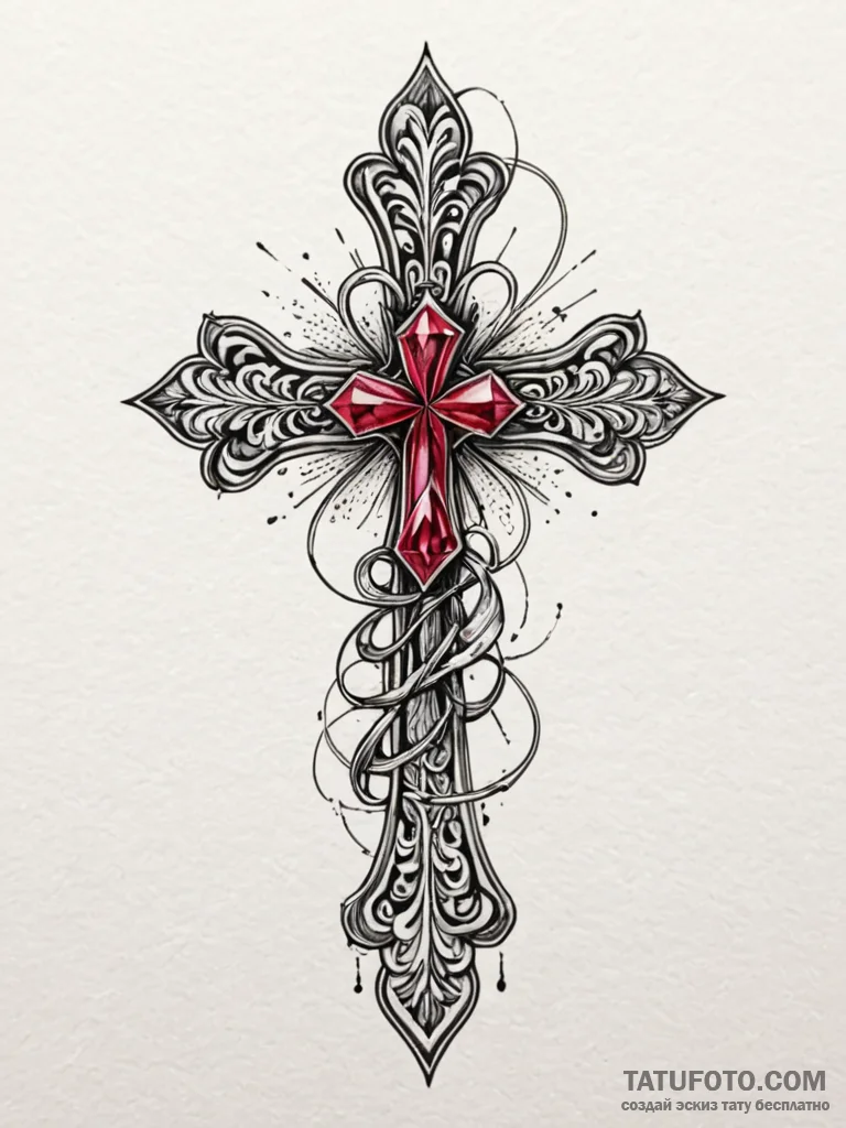 Ruby, tattoo line art, on a clean white paper... - эскиз тату (№1752719157_0, 17.07.2025 02:25) — Tatufoto.com