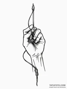 Tattoo sketch a hand pulling back a bowstring... - эскиз тату (№1752719318_0, 17.07.2025 02:28) — Tatufoto.com