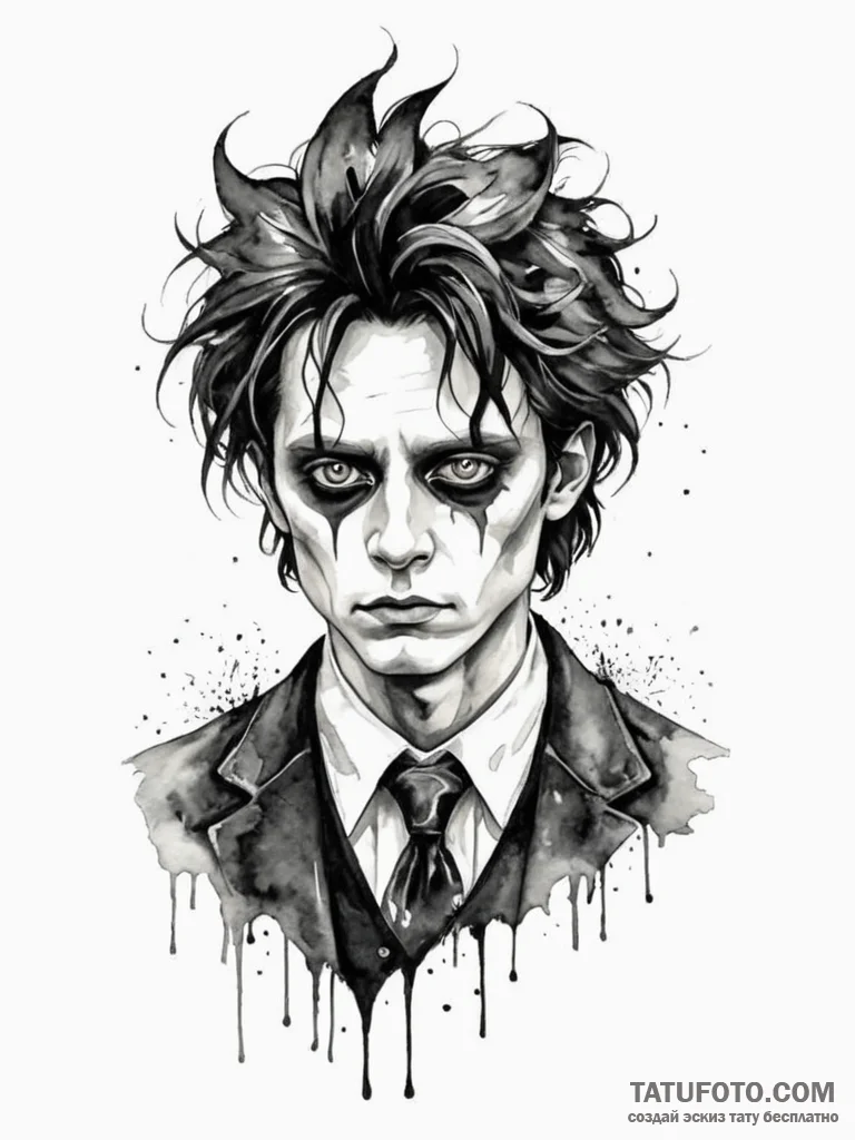 A neo-traditional portrait of edward scissorh… — эскиз тату (№1752719559_0, 17.07.2025 02:32) — Tatufoto.com