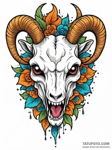 Goat skull, tattoo flash sheet design, new sc... - эскиз тату (№1752719800_0, 17.07.2025 02:36) — Tatufoto.com