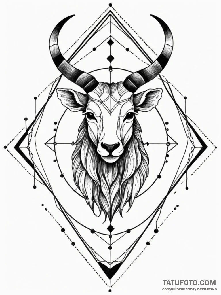 Tattoo design a zodiac animal with a combinat... - эскиз тату (№1752720196_0, 17.07.2025 02:43) — Tatufoto.com