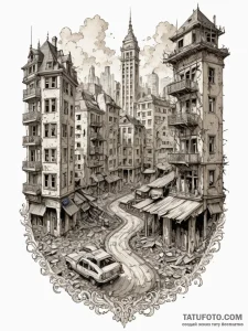 A graphic novel panel of the final scene of f... - эскиз тату (№1752721074_0, 17.07.2025 02:57) — Tatufoto.com