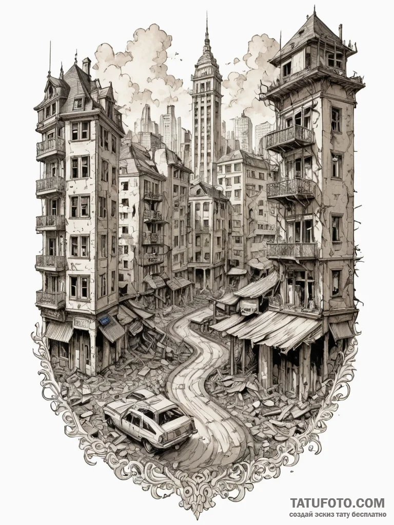 A graphic novel panel of the final scene of f... - эскиз тату (№1752721074_0, 17.07.2025 02:57) — Tatufoto.com