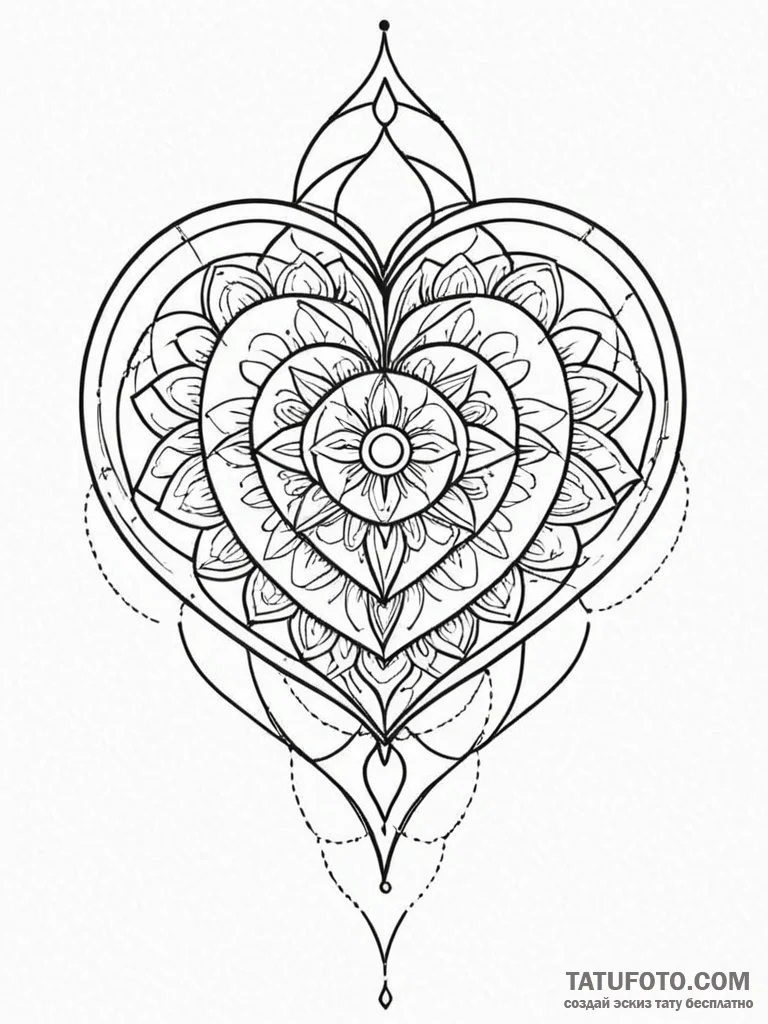 Heart, tattoo sketch design, on a clean white... - эскиз тату (№1752721553_0, 17.07.2025 03:05) — Tatufoto.com