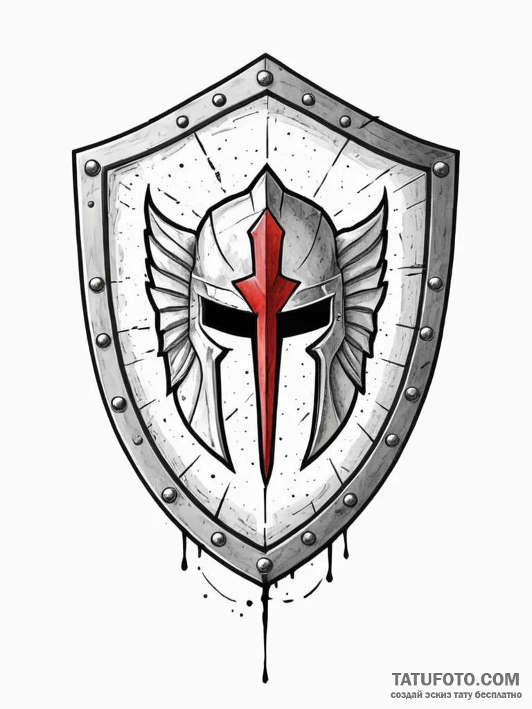 Tattoo sketch a spartan shield with subtle cr... - эскиз тату (№1752721632_0, 17.07.2025 03:07) — Tatufoto.com