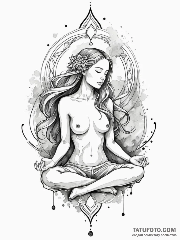 Tattoo sketch: a lunitsa protecting a sleepin... - эскиз тату (№1752721874_0, 17.07.2025 03:11) — Tatufoto.com