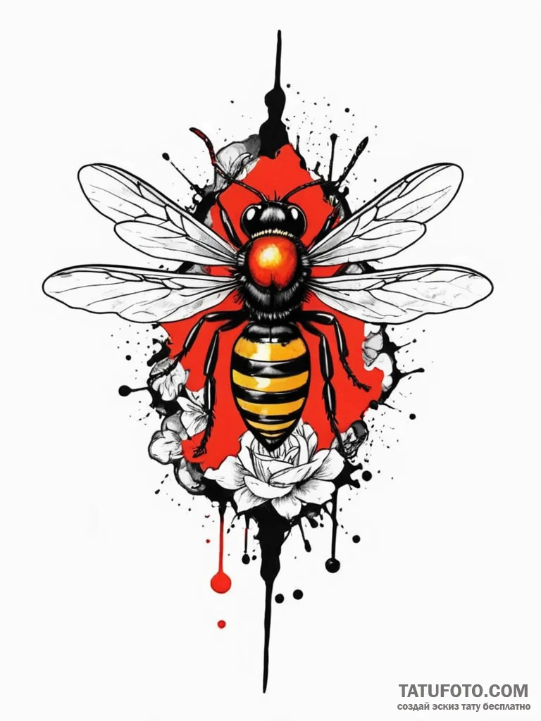 Wasp, tattoo flash sheet design, on a clean w... - эскиз тату (№1752721954_0, 17.07.2025 03:12) — Tatufoto.com
