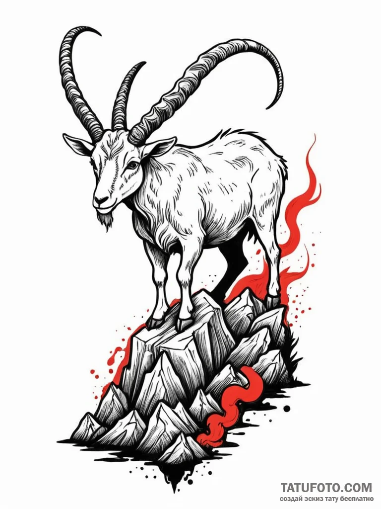 Tattoo design a capricorn goat-fish trying to... - эскиз тату (№1752722032_0, 17.07.2025 03:13) — Tatufoto.com