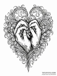 Tattoo design a heart made of two hands holdi... - эскиз тату (№1752722194_0, 17.07.2025 03:16) — Tatufoto.com