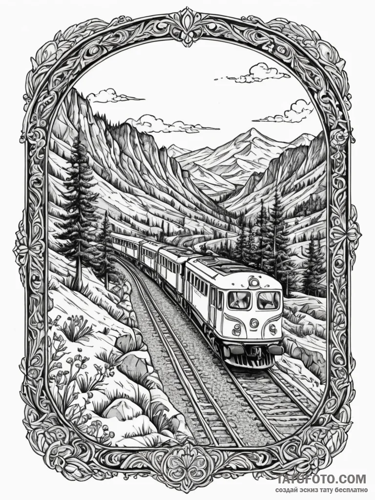 The view from a train window, landscape blurr... - эскиз тату (№1752722356_0, 17.07.2025 03:19) — Tatufoto.com