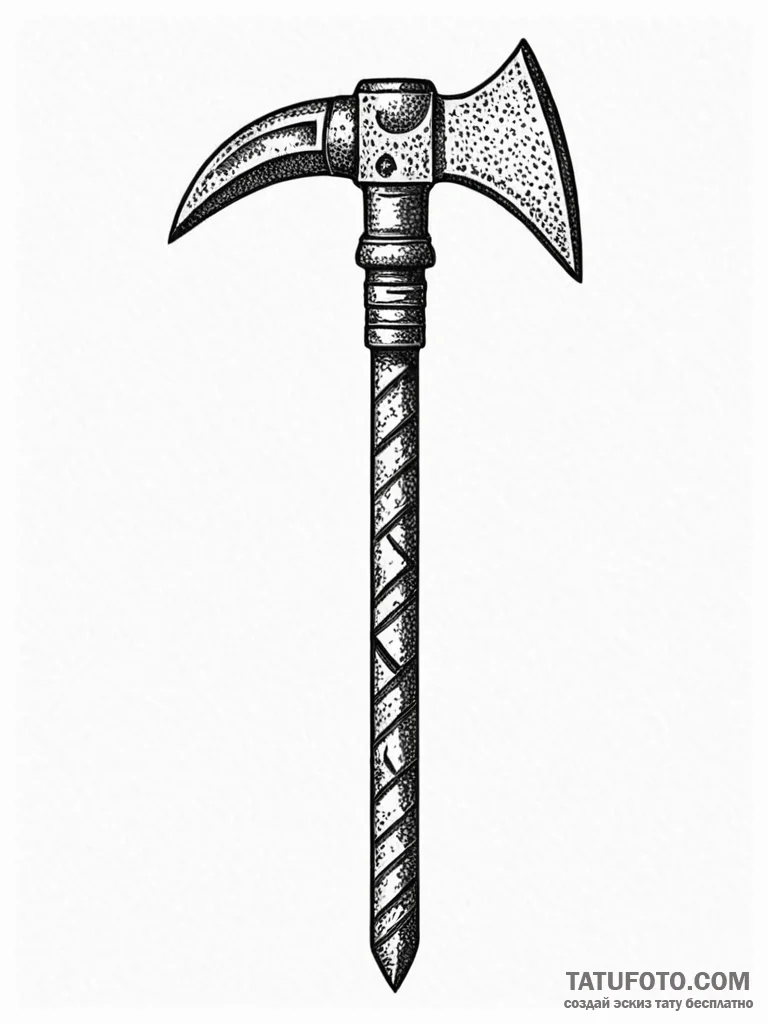 Tattoo design a miner's pickaxe, symbolizing... - эскиз тату (№1752722871_0, 17.07.2025 03:27) — Tatufoto.com