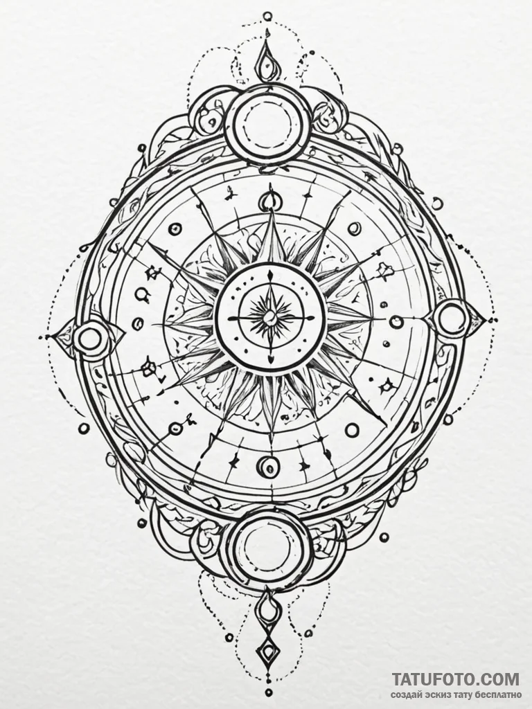 Tattoo sketch a cosmic watercolor background… — эскиз тату (№1752723023_0, 17.07.2025 03:30) — Tatufoto.com