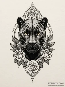 Tattoo sketch a black panther, sleek and powe... - эскиз тату (№1752723100_0, 17.07.2025 03:31) — Tatufoto.com