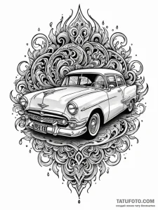 The intricate patterns of frost on a car wind... - эскиз тату (№1752723481_0, 17.07.2025 03:38) — Tatufoto.com