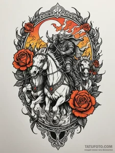 Tattoo sketch: a powerful image of dazhbog's... - эскиз тату (№1752723713_0, 17.07.2025 03:41) — Tatufoto.com