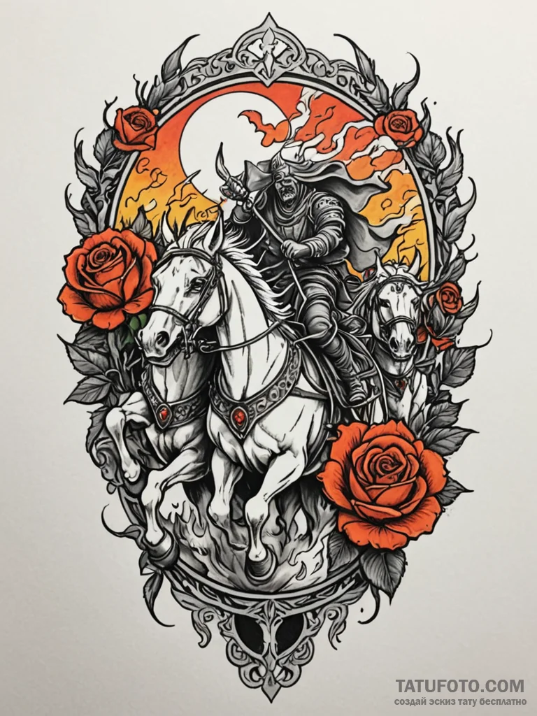 Tattoo sketch: a powerful image of dazhbog's... - эскиз тату (№1752723713_0, 17.07.2025 03:41) — Tatufoto.com