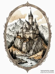 A watercolor sketch of kaer morhen, the witch... - эскиз тату (№1752724983_0, 17.07.2025 04:03) — Tatufoto.com