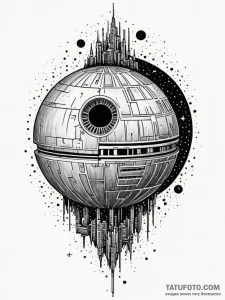 Dotwork tattoo design of the death star, intr... - эскиз тату (№1752725063_0, 17.07.2025 04:04) — Tatufoto.com