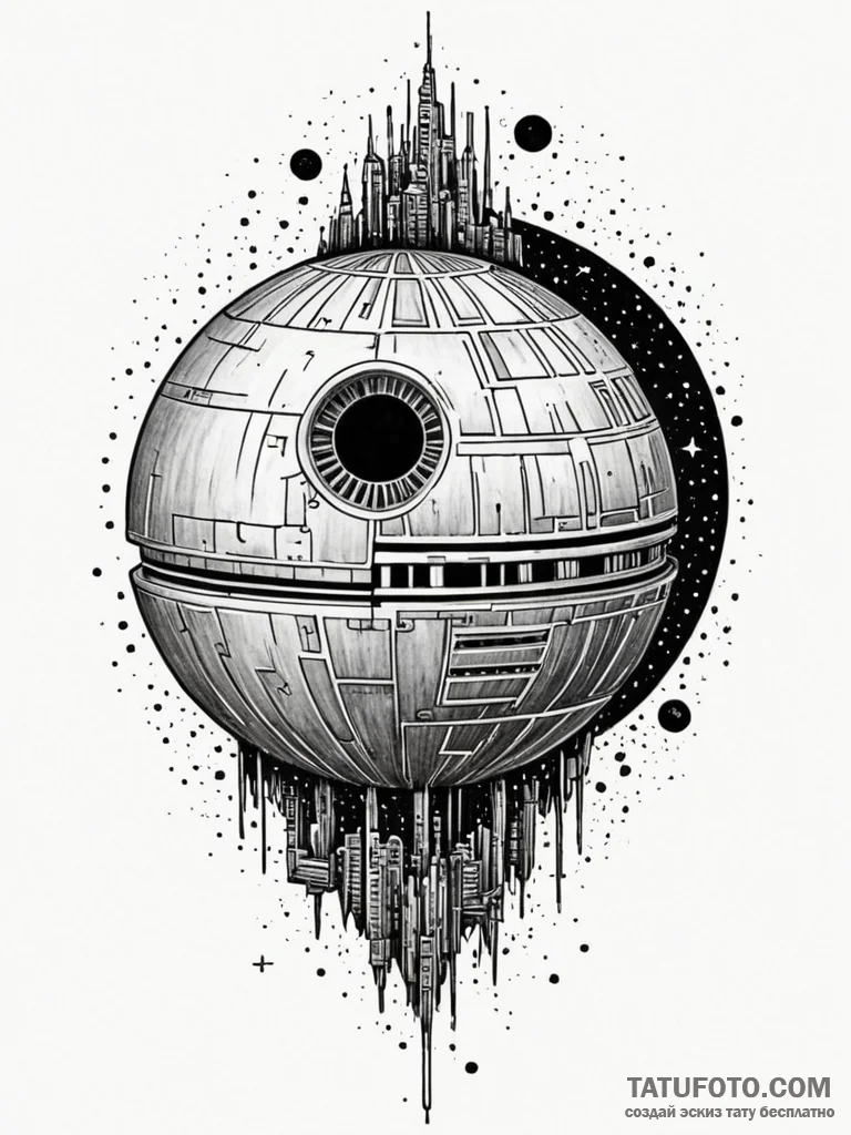 Dotwork tattoo design of the death star, intr… — эскиз тату (№1752725063_0, 17.07.2025 04:04) — Tatufoto.com