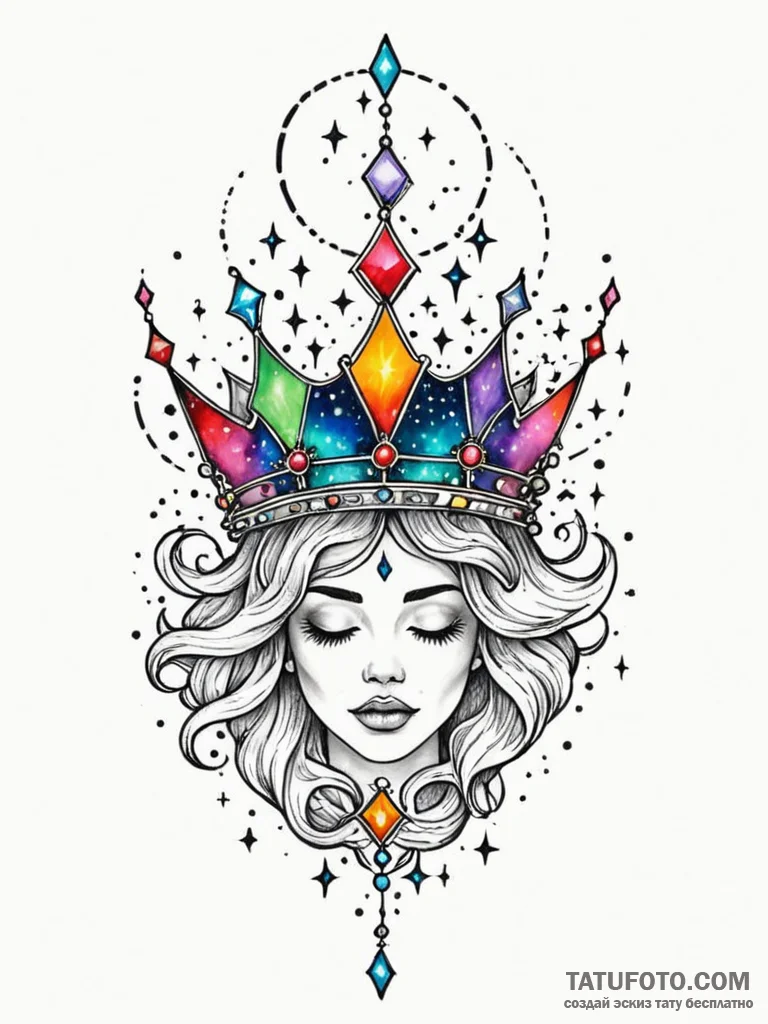 Tattoo sketch a crown made of celestial stars... - эскиз тату (№1752725302_0, 17.07.2025 04:08) — Tatufoto.com