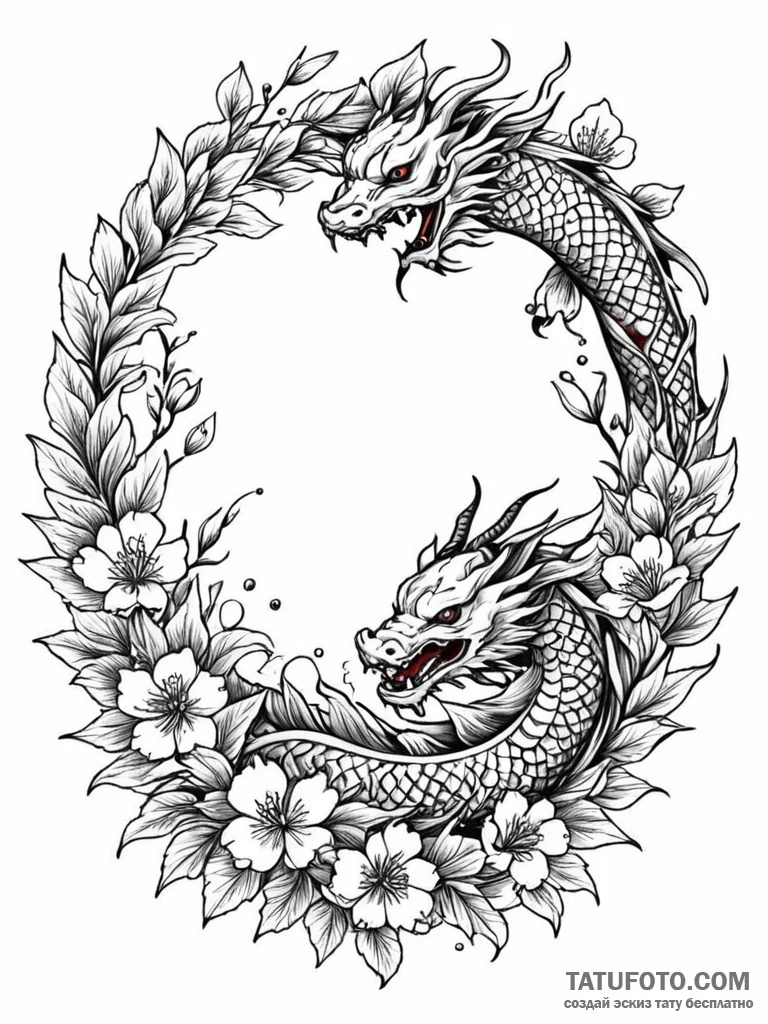Tattoo design a wreath of flowers and plants... - эскиз тату (№1752726261_0, 17.07.2025 04:24) — Tatufoto.com