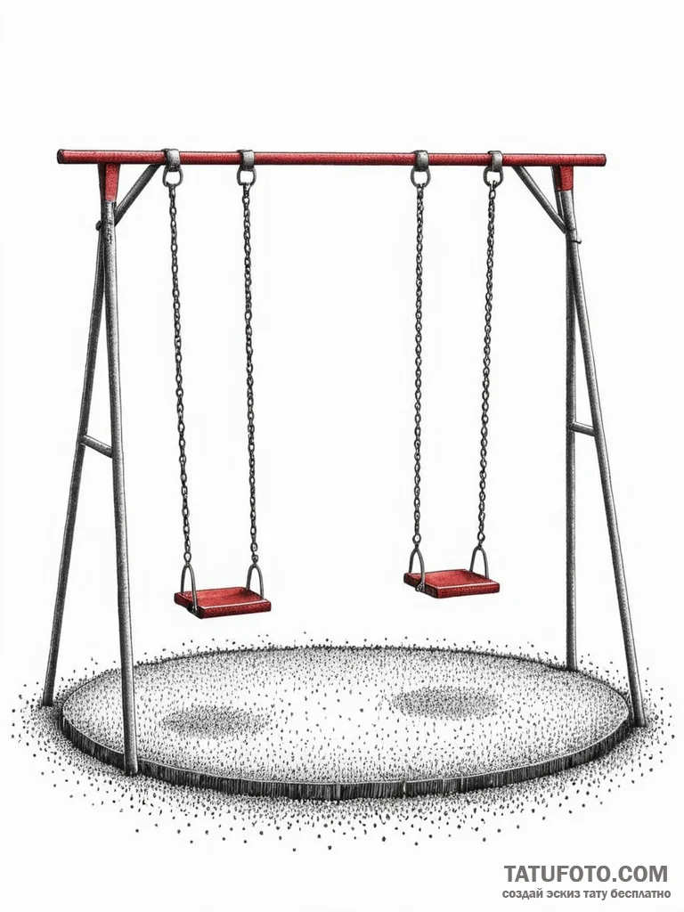 An empty playground at dusk, swings gently mo… — эскиз тату (№1752726646_0, 17.07.2025 04:30) — Tatufoto.com