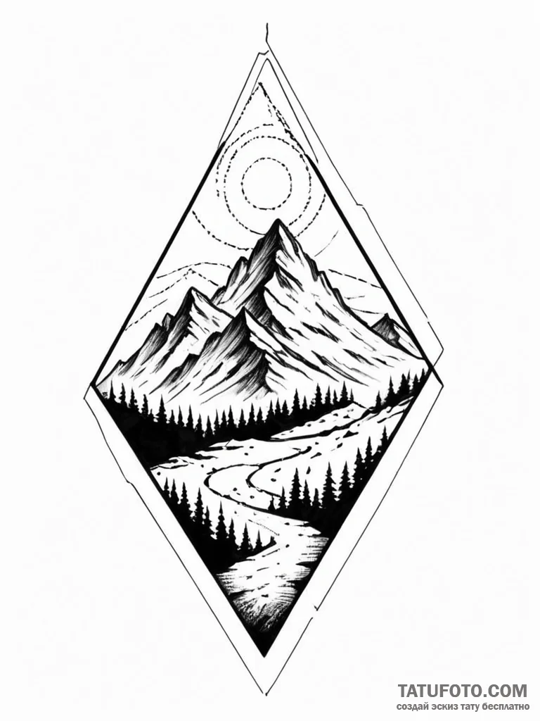 Tattoo sketch a geometric representation of a... - эскиз тату (№1752726950_0, 17.07.2025 04:35) — Tatufoto.com