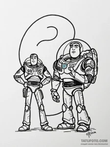 A sketch of buzz lightyear and woody from toy... - эскиз тату (№1752727180_0, 17.07.2025 04:39) — Tatufoto.com