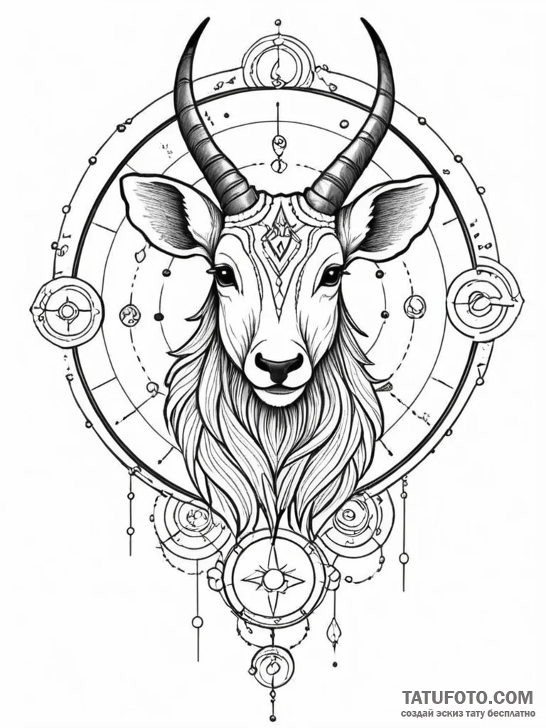 Tattoo design a zodiac animal drawn with a co... - эскиз тату (№1752727263_0, 17.07.2025 04:41) — Tatufoto.com